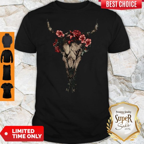 Official Cow Bull Skull Flower Shirt