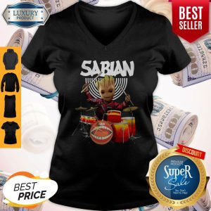 Baby Groot Show Animal Playing Sabian Drums V-neck