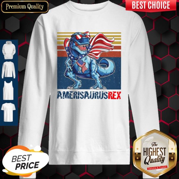 Dinosaur American Flag 4th Of July Ameri Saurus Rex Retro Sweatshirt