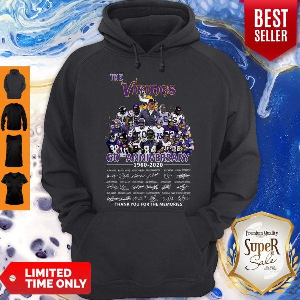 The Vikings 60th Anniversary 1960 2020 Signature Thank You For The Memories Hoodie