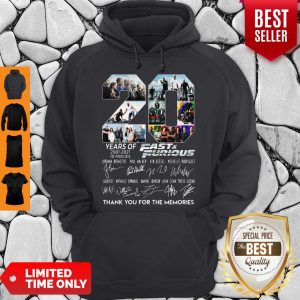 Years Of 2001 2021 Fast And Furious Thank You For The Memories Hoodie