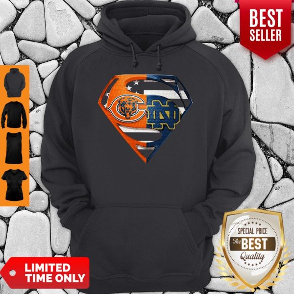 Superhero Chicago Bears And Notre Dame Diamond American Flag Independence Day Hoodie