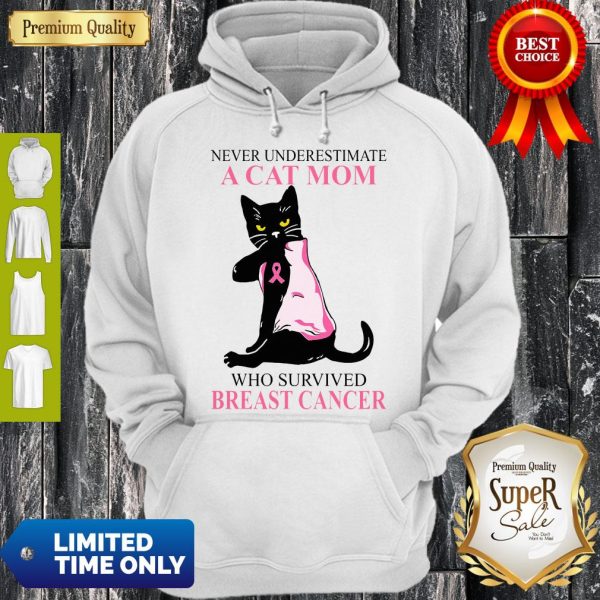 Official A Cat Mom Who Survived Breast Cancer Hoodie