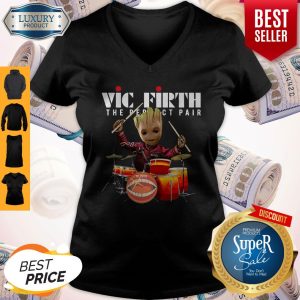 Official Baby Groot Show Animal Playing Vic Firth The Perfect Pair V-neck