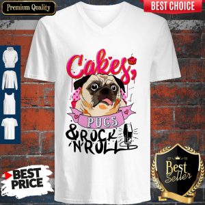 Official Cake Pugs And Rock And Roll V-neck
