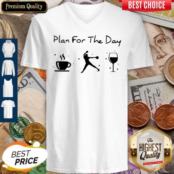 Plan Of The Day Cofffe Baseball And Wine V-neck