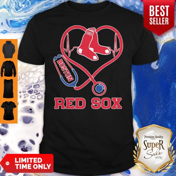 Nurse Boston Red Sox Baseball Stethoscope Heartbeat Shirt