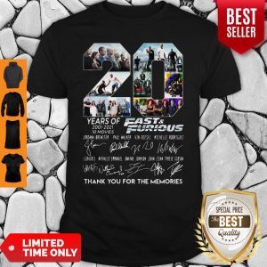 Years Of 2001 2021 Fast And Furious Thank You For The Memories Shirt