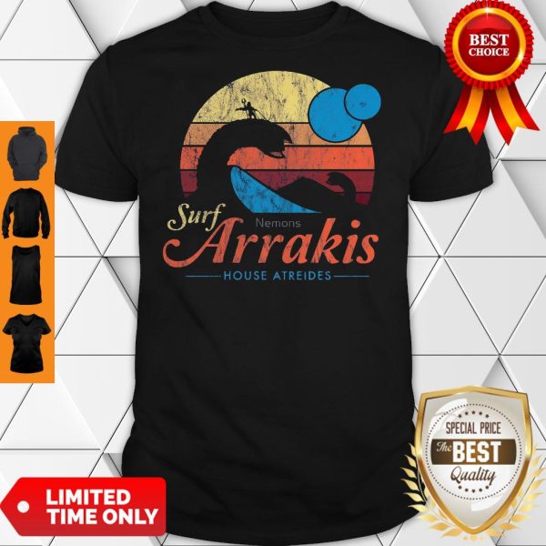Visit Arrakis Vintage Distressed Surf Dune Sci Fi Slim Fit Shirt