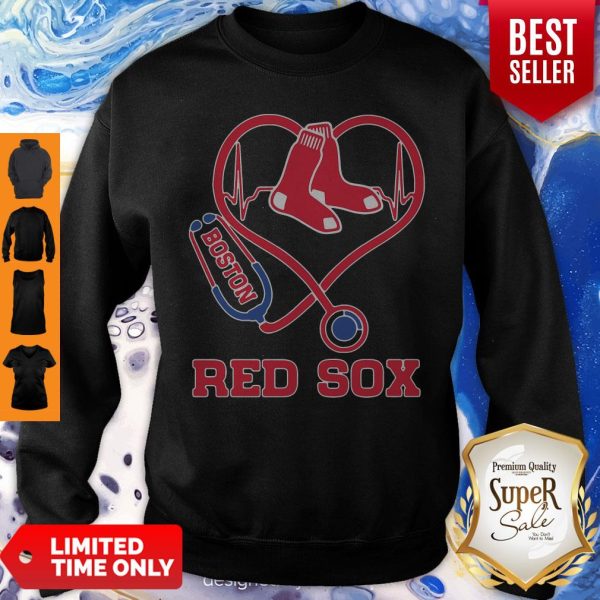 Nurse Boston Red Sox Baseball Stethoscope Heartbeat Sweatshirt