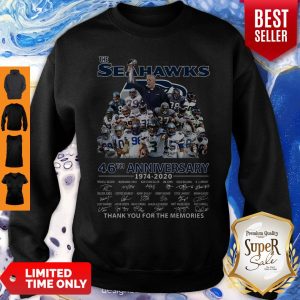 The Seattle Seahawks 46th Anniversary 1974 2020 Thank You For The Memories Signatures Sweasthirt