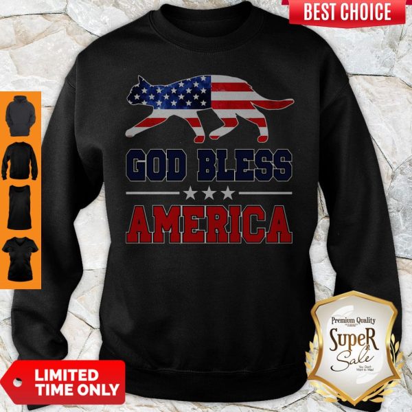 Official Cat God Bless America Flag Sweatshirt