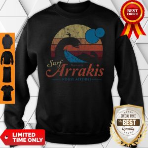 Visit Arrakis Vintage Distressed Surf Dune Sci Fi Slim Fit Sweatshirt