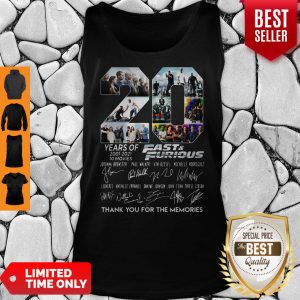 Years Of 2001 2021 Fast And Furious Thank You For The Memories Tank Top