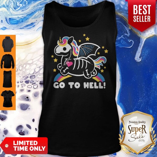 Official Skeleton Unicorn Go To Hell Tank Top