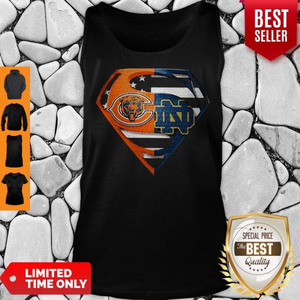 Superhero Chicago Bears And Notre Dame Diamond American Flag Independence Day Tank Top