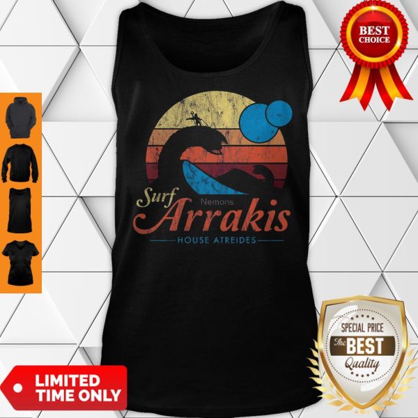 Visit Arrakis Vintage Distressed Surf Dune Sci Fi Slim Fit Tank Top