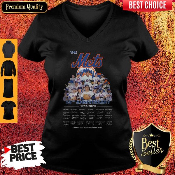 The Mets 58th Anniversary 1962-2020 Thank You For The Memories Signatures V-neck