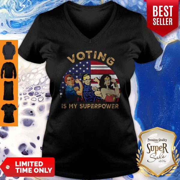 Official Voting Is My Superpower American Flag V-neck