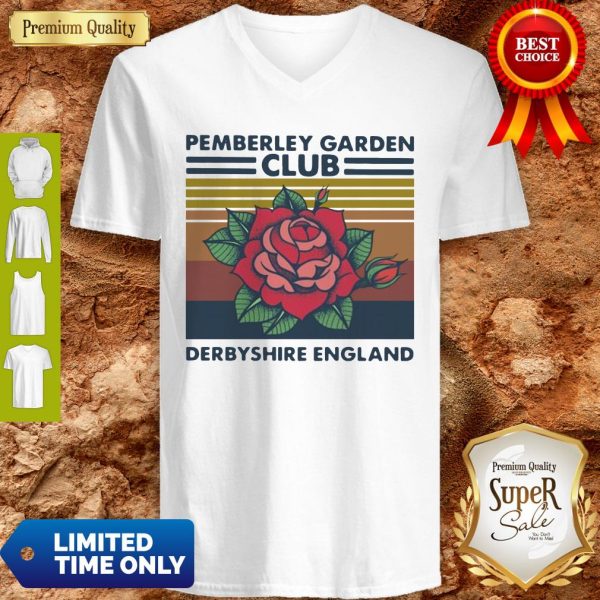 Rose Pemberley Garden Club Derbyshire England Vintage V-neck