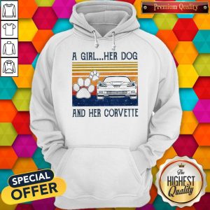 A Girl Her Dog And Her Corvette Vintage Hoodie
