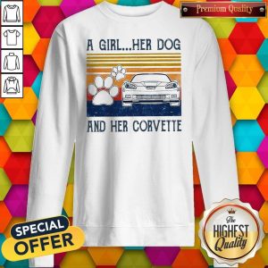 A Girl Her Dog And Her Corvette Vintage Sweatshirt