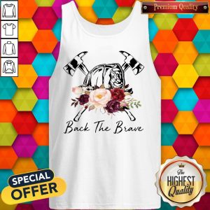 Back The Brave Fire Helmet Drawing Tank Top