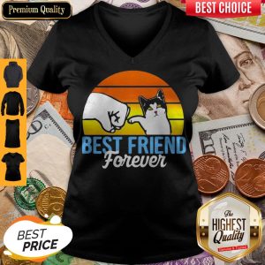 Cat Best Friend Forever Vintage Retro V-neck