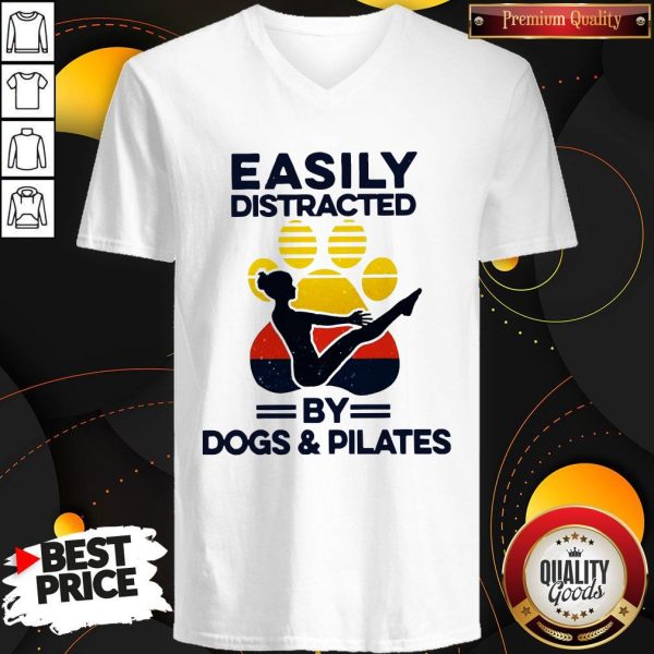 Easily Distracted By Dogs And Pilates Vintage V-neck