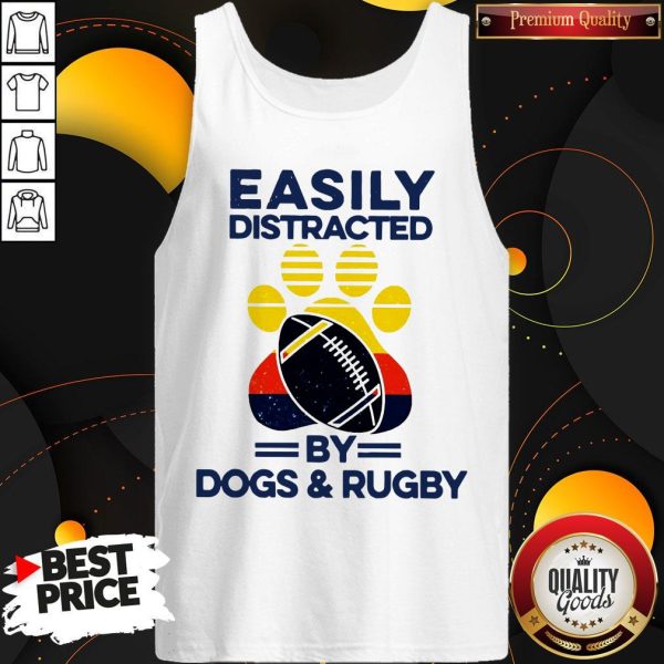 Easily Distracted By Dogs And Rugby Vintage Tank Top