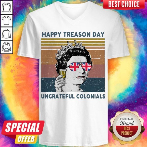 Happy Treason Day Ungrateful Colonials UK Flag V-neck