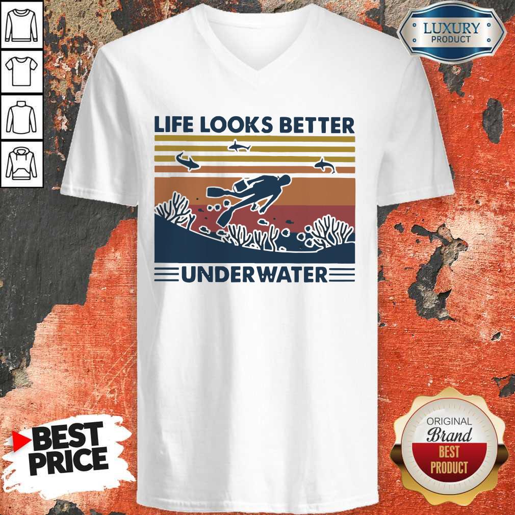 Life Looks Better Underwater Vintage V-neck