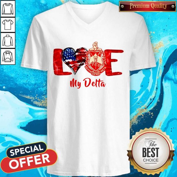 Love Heart American Flag Delta Sigma Theta V-neck