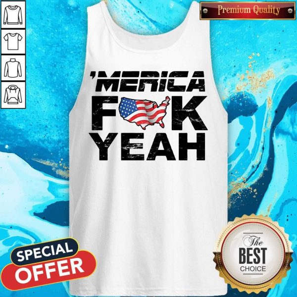 'Merica Fuck Yeah Funny 4th Of July Short Sleeve Tank Top