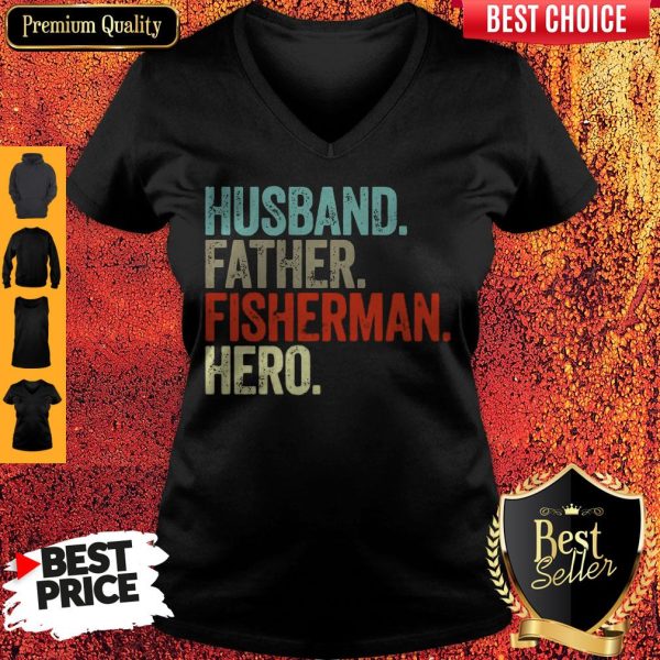 Official Husband Father Fisherman Hero V-neck
