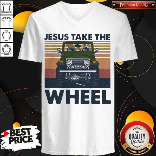 Official Jesus Take The Wheel Vintage V-neck
