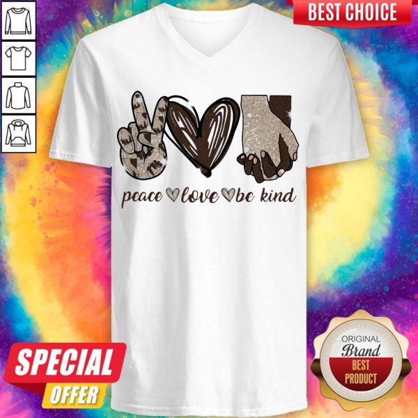 Official Peace Love Be Kind Heart V-neck