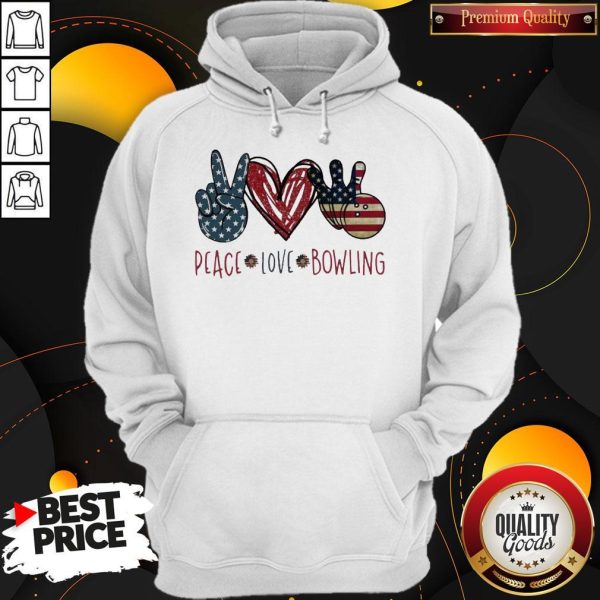 Official Peace Love Bowling America Flag Hoodie