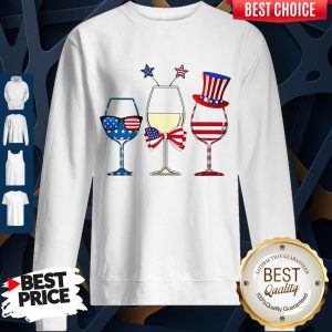 Official Wine Glass America Flag 4th Of July Sweatshirt