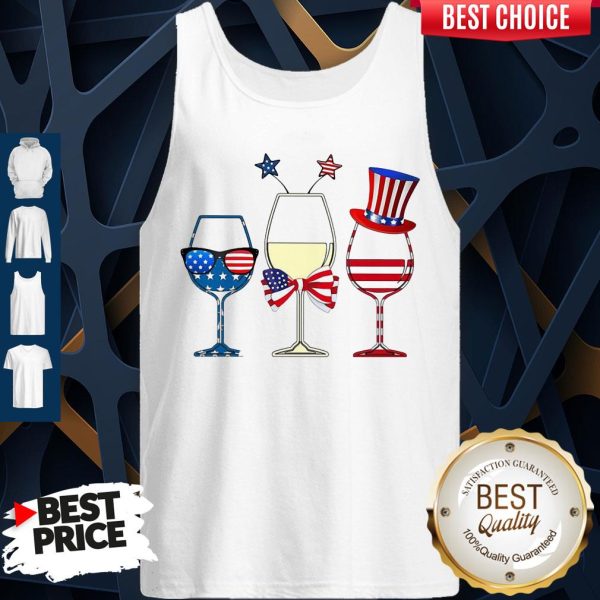 Official Wine Glass America Flag 4th Of July Tank Top