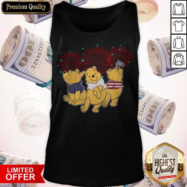 Pooh Disney Happy The 4th Of July Merica American Flag Independence Day Tank Top