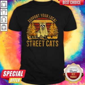 Support Your Local Street Cats Raccoon Sunset Shirt