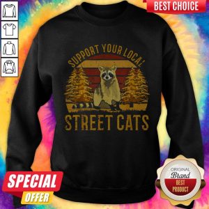 Support Your Local Street Cats Raccoon Sunset Sweatshirt