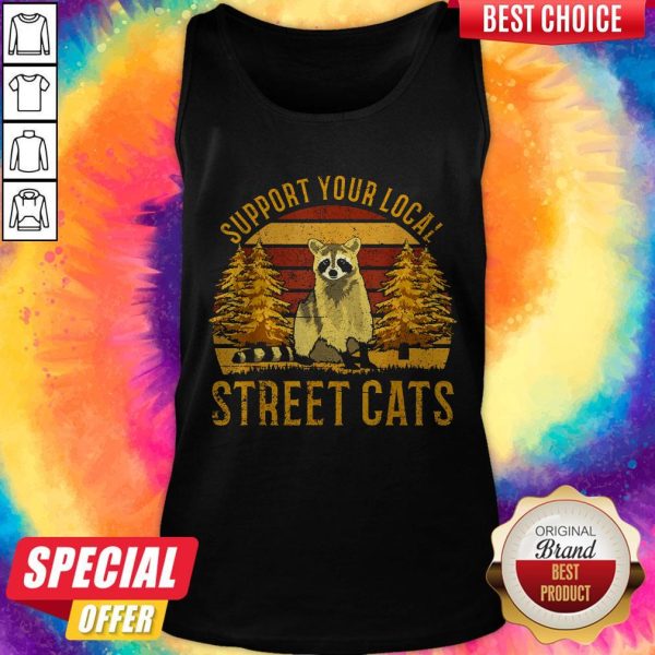 Support Your Local Street Cats Raccoon Sunset Tank Top