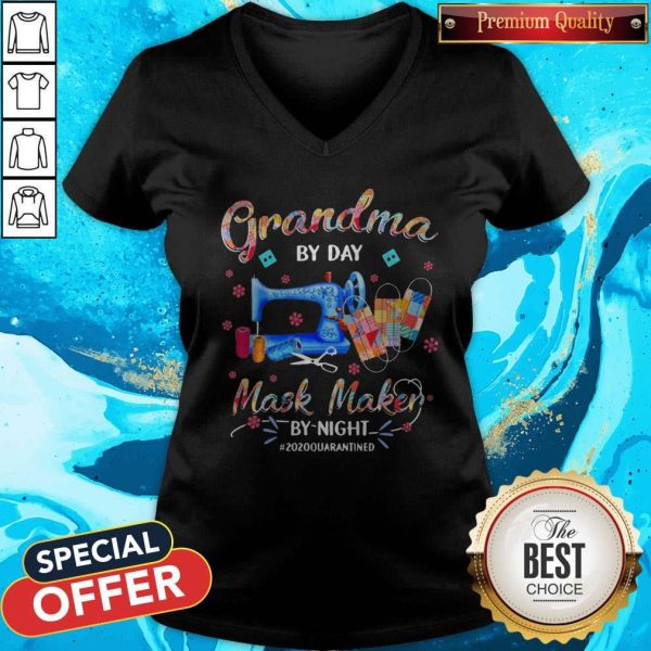 Grandma By Day Mask Maker By Night #2020 Quarantined V-neck