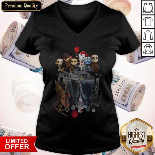 Horror Characters Movies Water Mirror Reflection Halloween V-neck