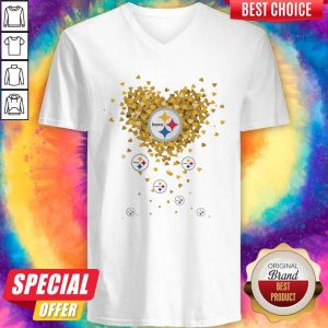 Love Pittsburgh Steelers Football Hearts V-neck