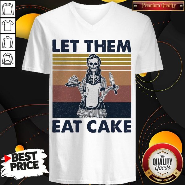 Official Skull Let Them Eat Cake Vintage Retro V-neck