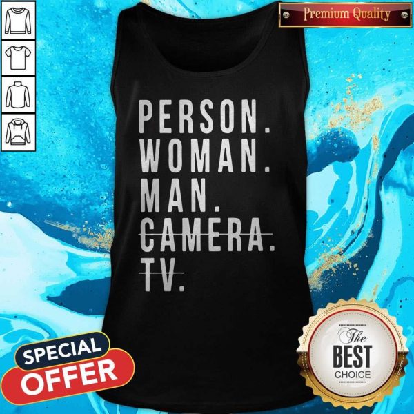Person Woman Man Camera TV Trump Cognitive Test Tank Top