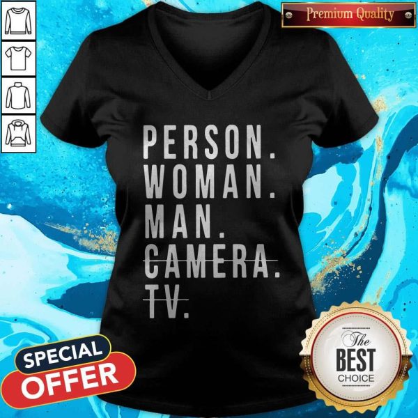 Person Woman Man Camera TV Trump Cognitive Test V-neck